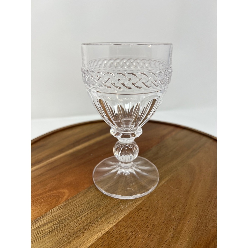 Set‎ Clear Glass Goblet Footed Wine Glass Twisted Rope Band Elegant Design